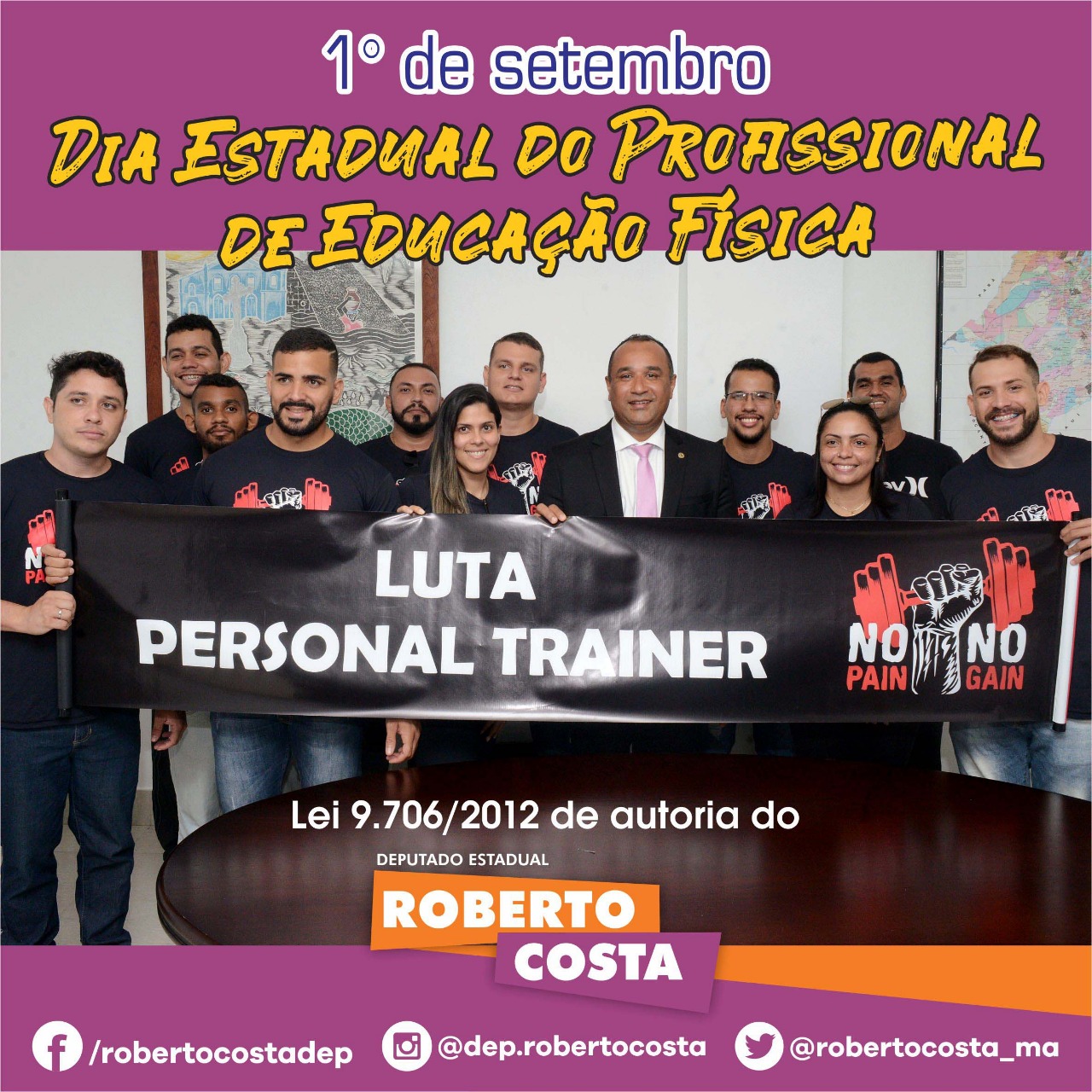 Deputado estadual Roberto Costa parabeniza Profissionais de Educação Física do Maranhão